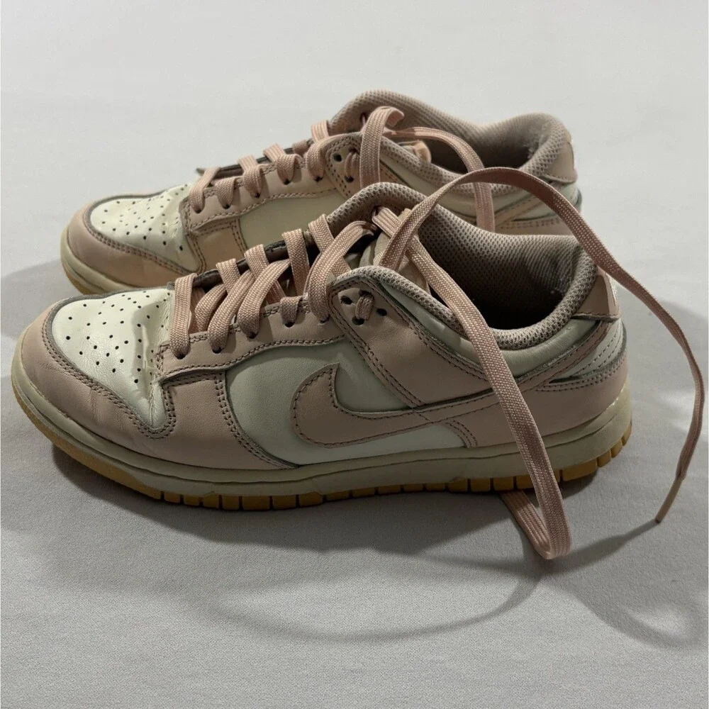 Nike Dunk Low Womens Pink White Pearl Orange Athletic Shoes Sneakers Lace Sz 6.5
